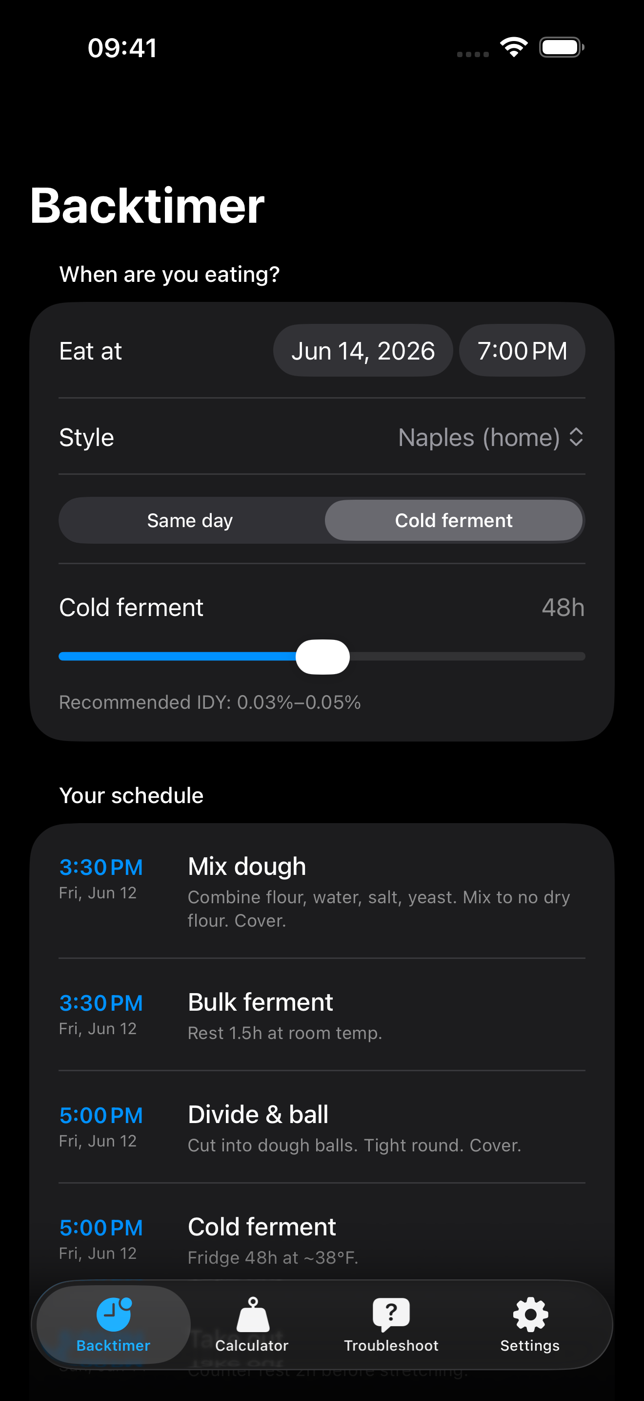 Crust — pizza dough calculator app