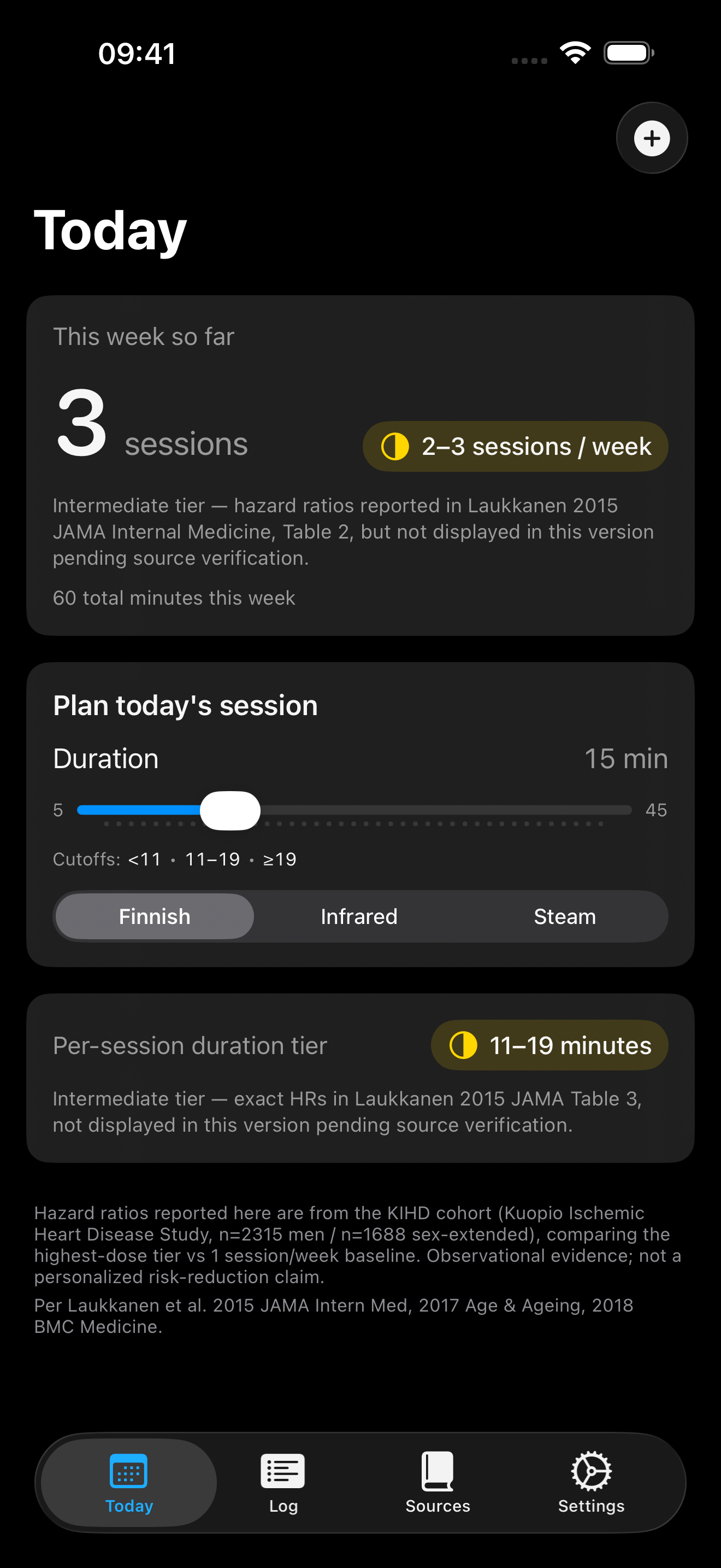 Steam — sauna dose calculator app